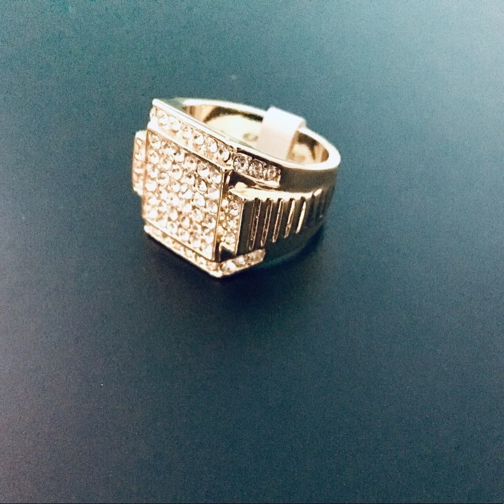 6 ROW SQUARE ICED OUT QUALITY CZ 14K Gold Ring